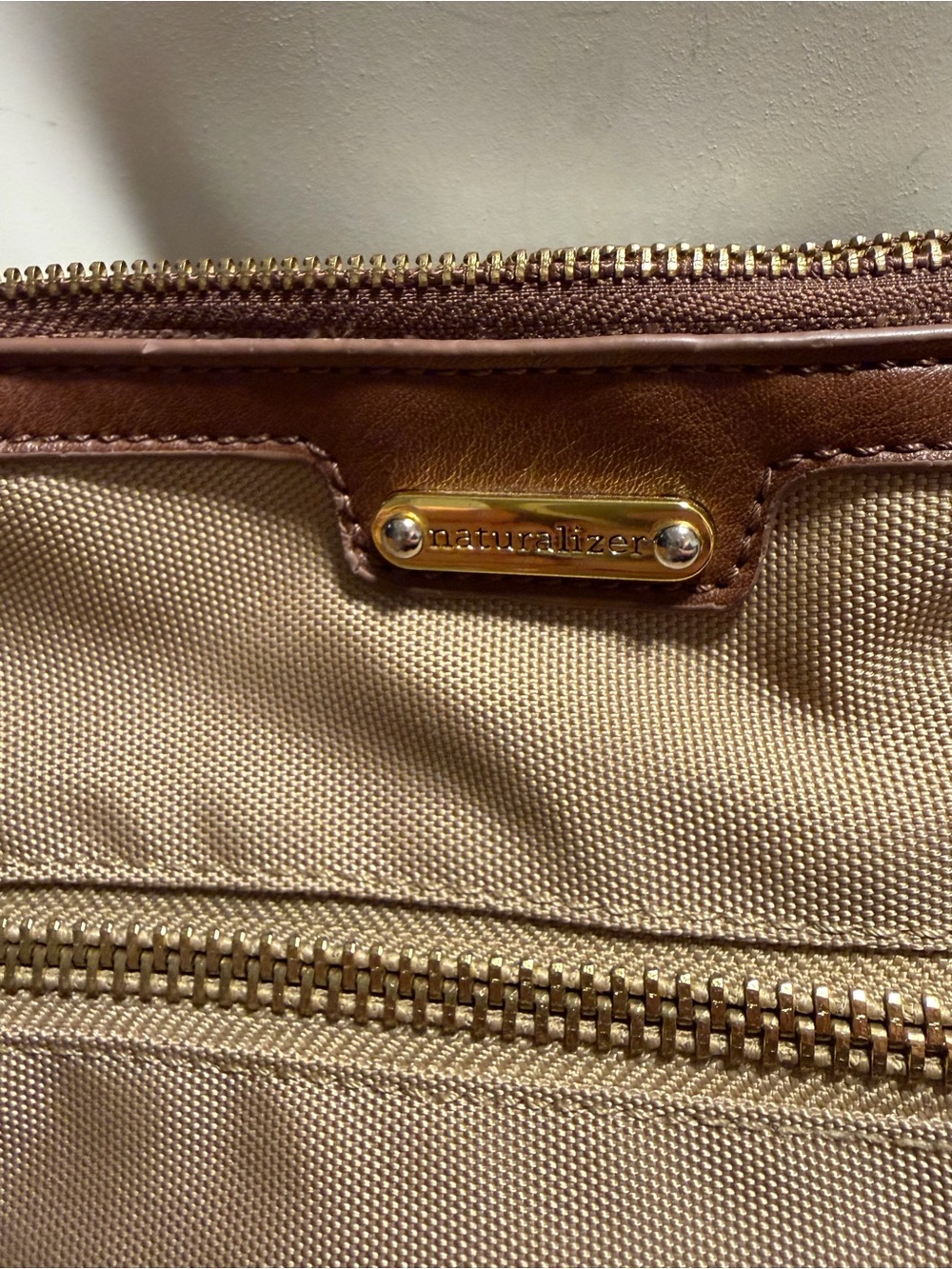 Naturalizer Beige Nylon Crossbody Bag with Gold Hardware - Picture 5 of 8
